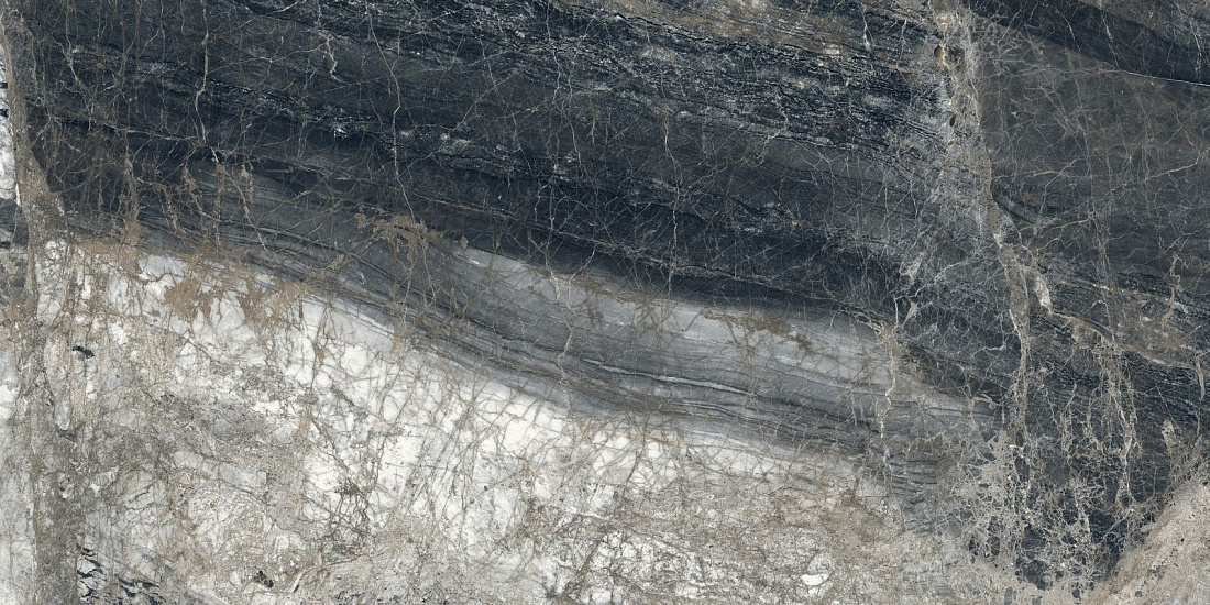 Лунар Неро Керамогранит графитовый 80х160 матовый+гл.чернила